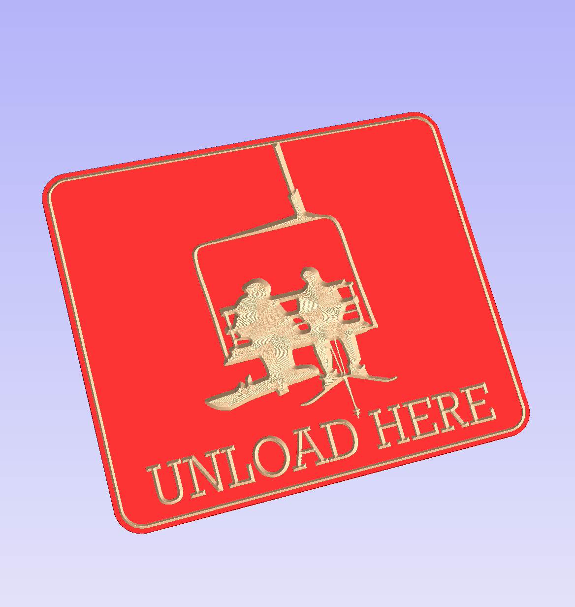 Ski "Unload Here" chairlift couple sign - Advent Wood Products
