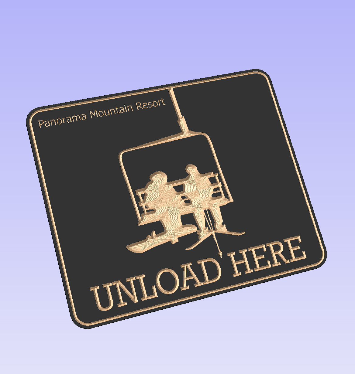 Ski "Unload Here" chairlift couple sign - Advent Wood Products