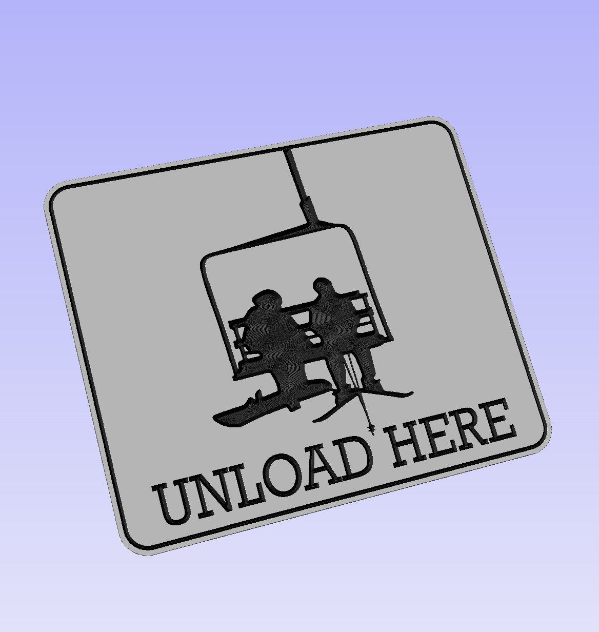 Ski "Unload Here" chairlift couple sign - Advent Wood Products