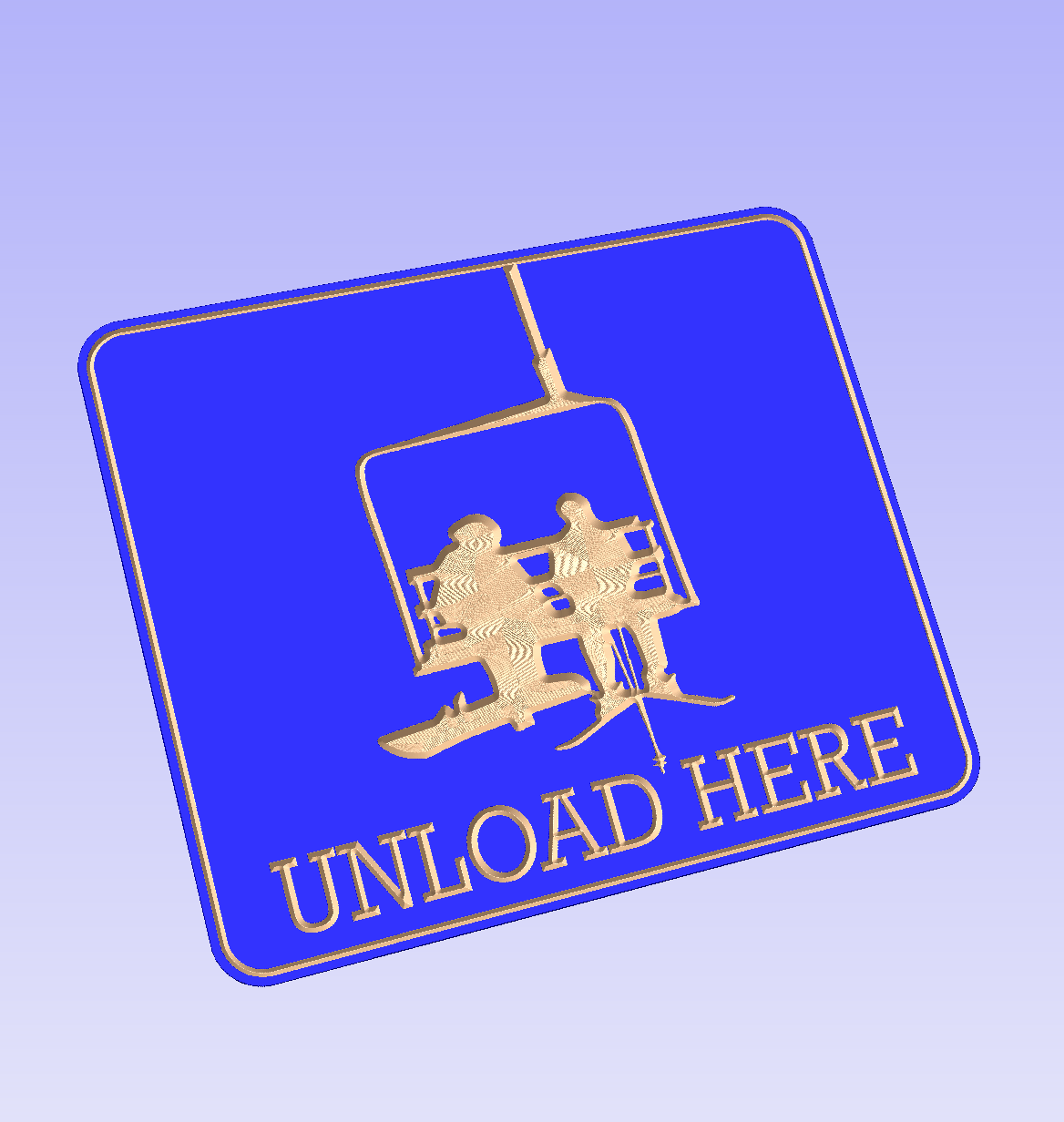 Ski "Unload Here" chairlift couple sign - Advent Wood Products