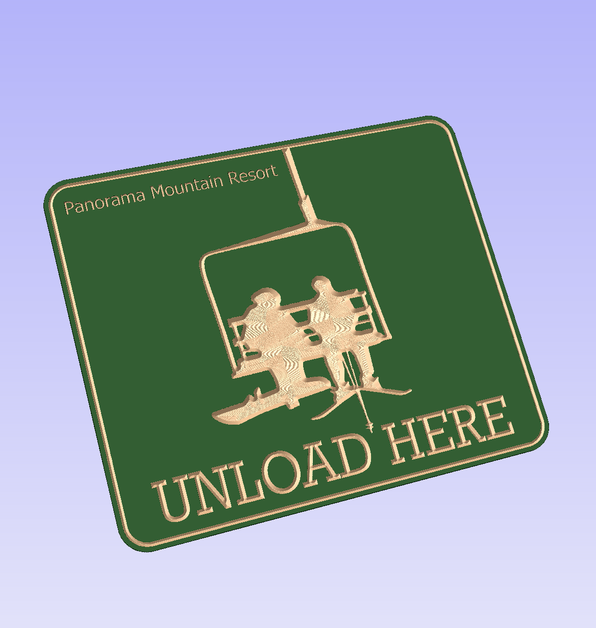 Ski "Unload Here" chairlift couple sign - Advent Wood Products