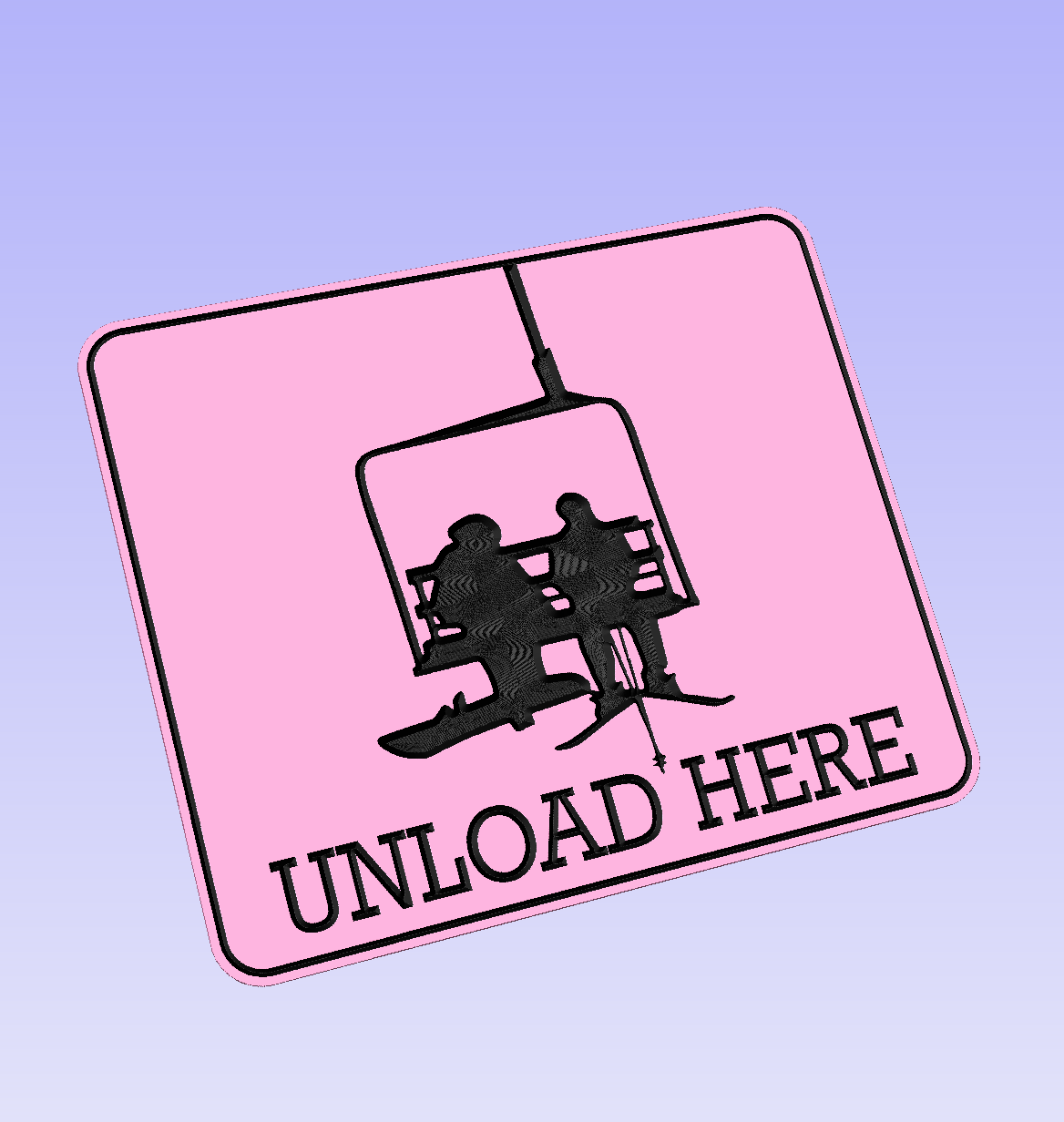 Ski "Unload Here" chairlift couple sign - Advent Wood Products