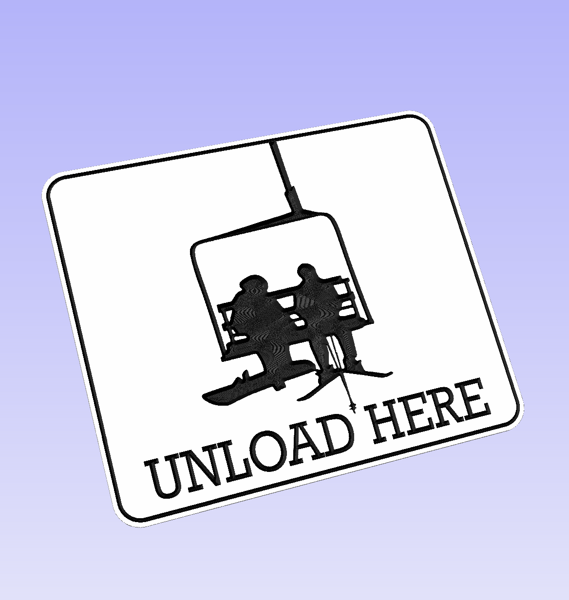 Ski "Unload Here" chairlift couple sign - Advent Wood Products