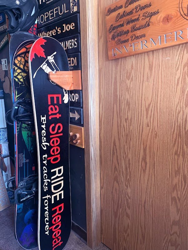 Snowboard personalized wood carved sign - Advent Wood Products