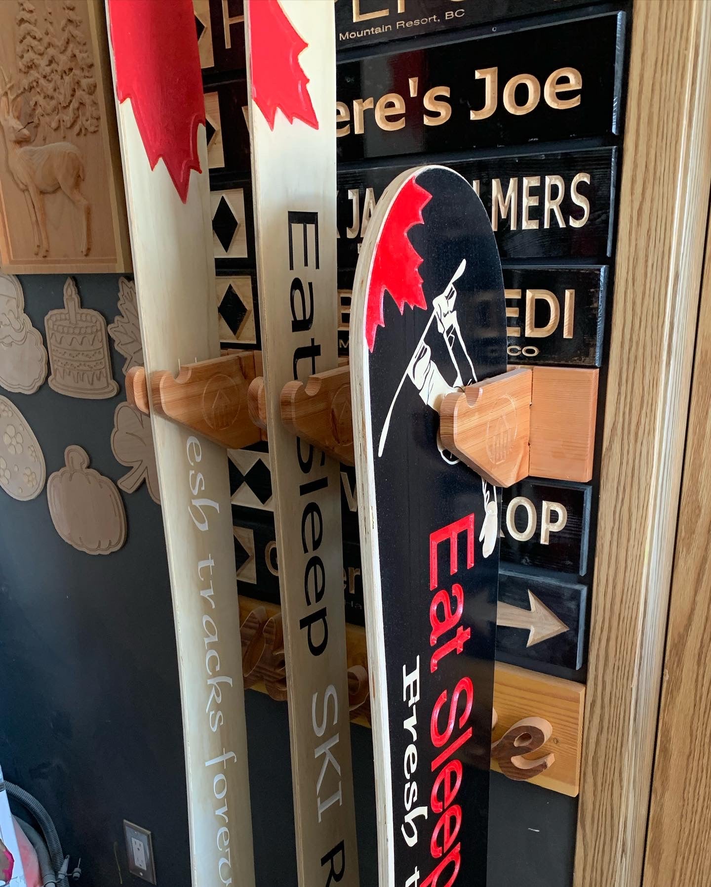 Snowboard personalized wood carved sign - Advent Wood Products