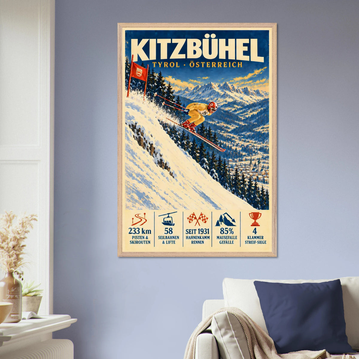 Kitzbühel framed art print displayed above an armchair.