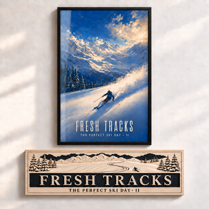 Fresh Tracks — The Perfect Ski Day · II | Advent Limited Edition | CNC Wood Sign