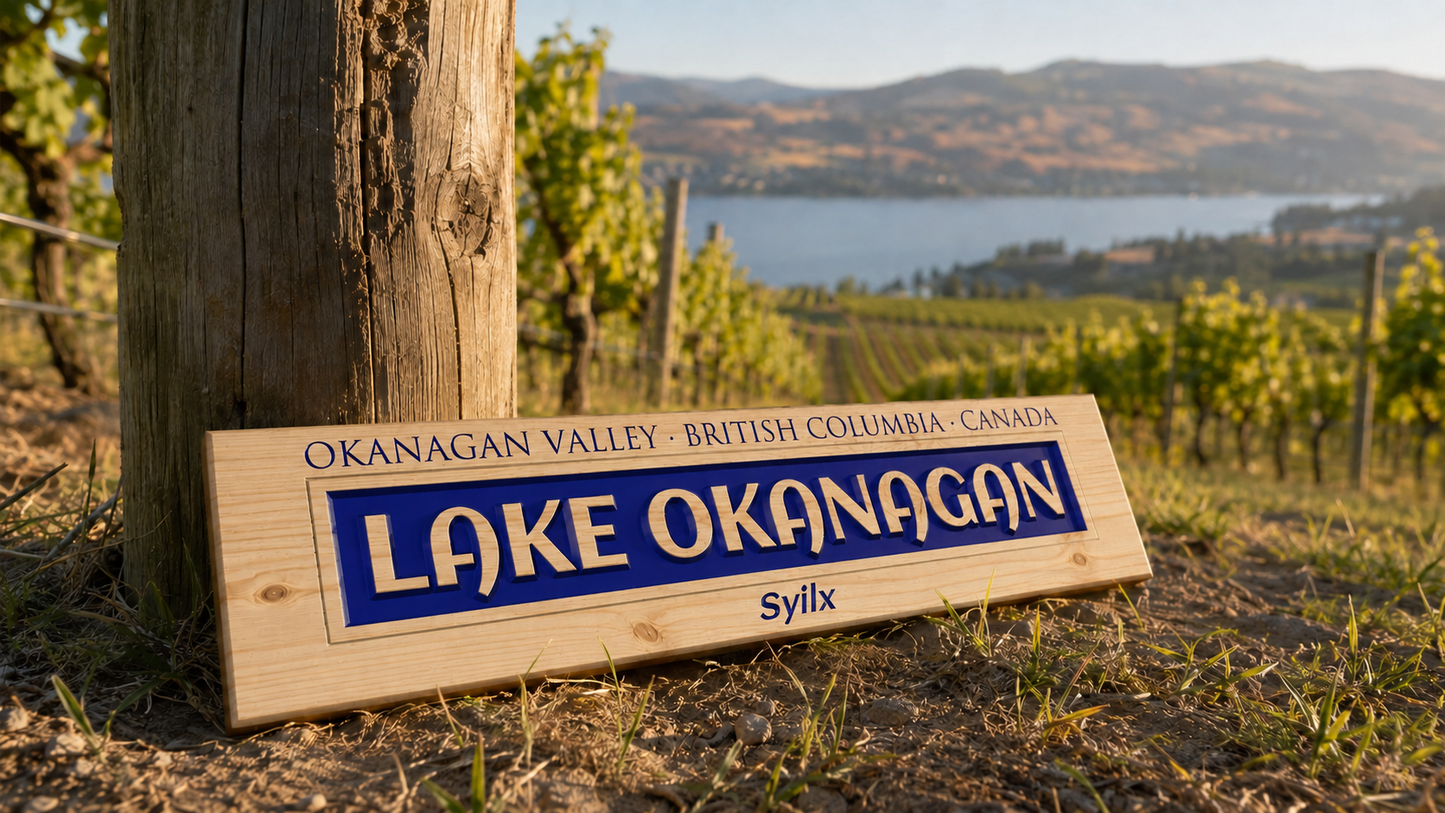 Lake Okanagan Wood Sign | Relief Carved Pine Plank | Syilx | Ready to Hang