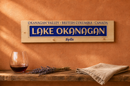 Lake Okanagan Wood Sign | Relief Carved Pine Plank | Syilx | Ready to Hang