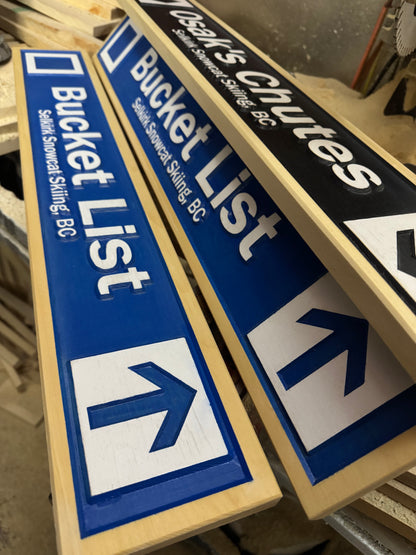 Personalised Framed Wood Carved Ski Trail Signs — various sizes angle 4