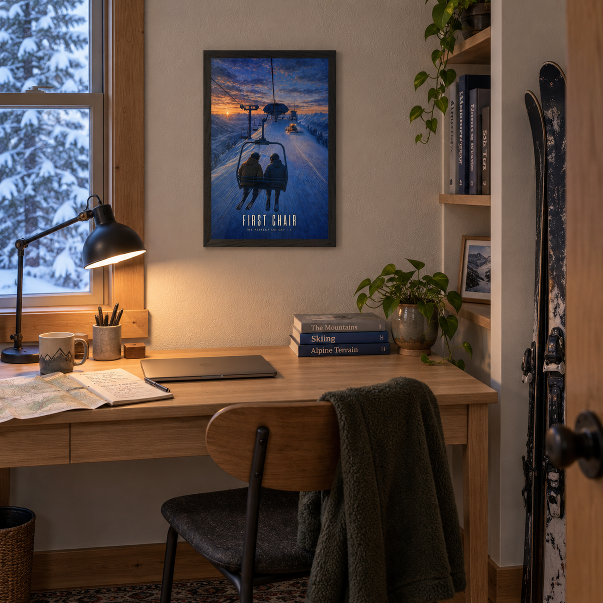 First Chair — The Perfect Ski Day · I | Advent Limited Edition | Framed Art Print