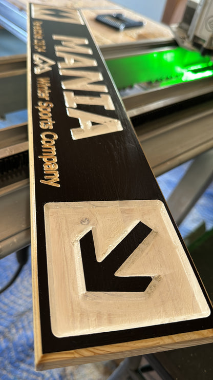 WSC 4 x 24 Ski Trail personalized wood carved sign