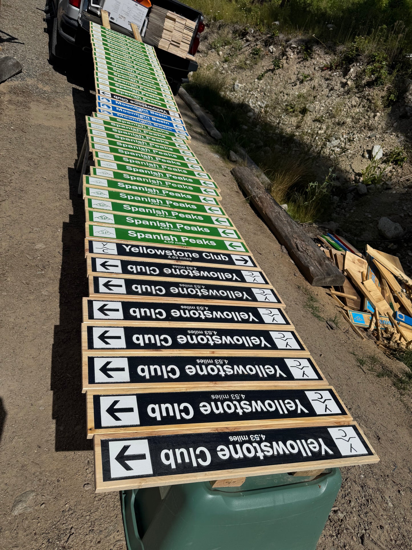 Personalised Framed Wood Carved Ski Trail Signs — various sizes