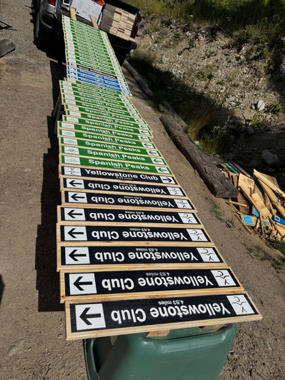 Personalised Framed Wood Carved Ski Trail Signs — various sizes