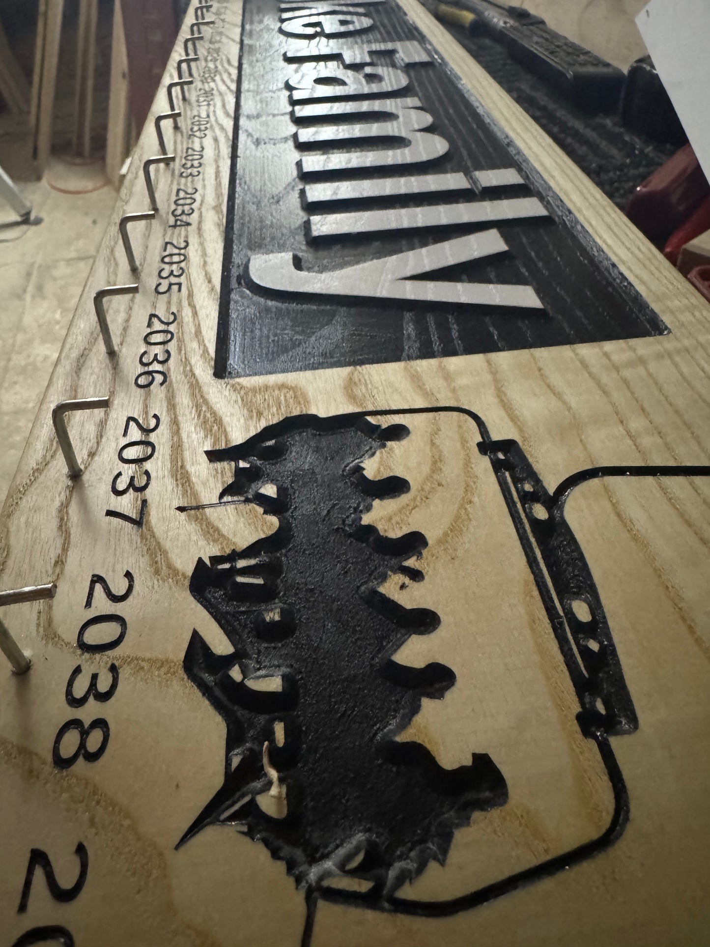 Personalised Wood Carved Family Name ski pass memories sign