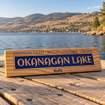 Okanagan Lake Carved Wood Sign