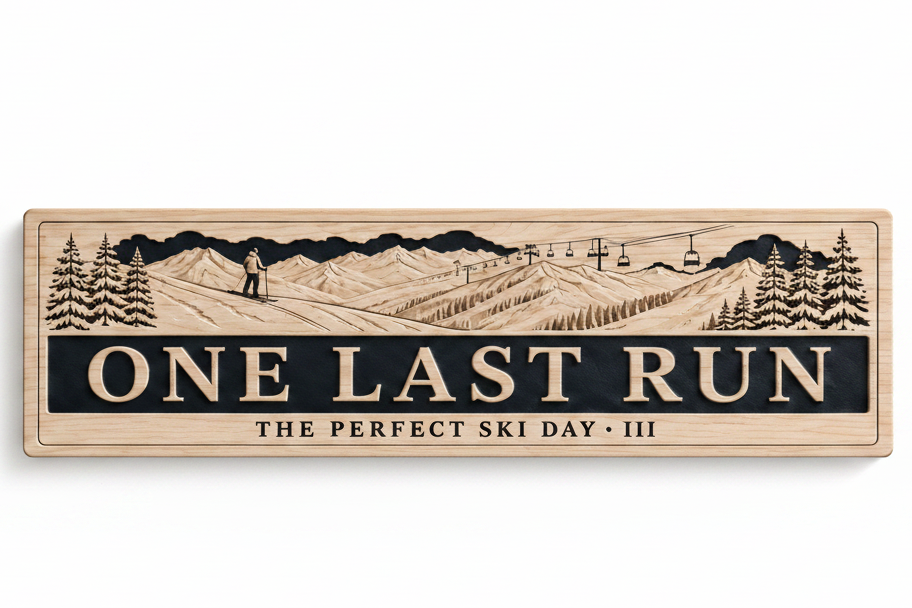 One Last Run — The Perfect Ski Day · III | Advent Limited Edition | CNC Wood Sign