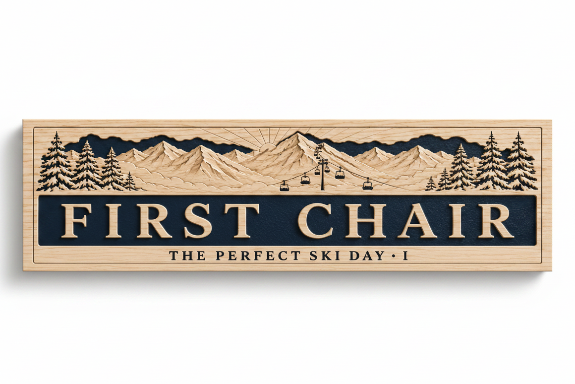 First Chair — The Perfect Ski Day · I | Advent Limited Edition | CNC Wood Sign