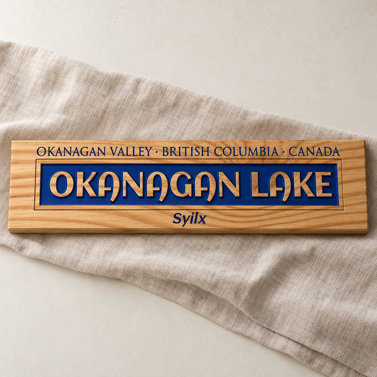 Okanagan Lake Carved Wood Sign