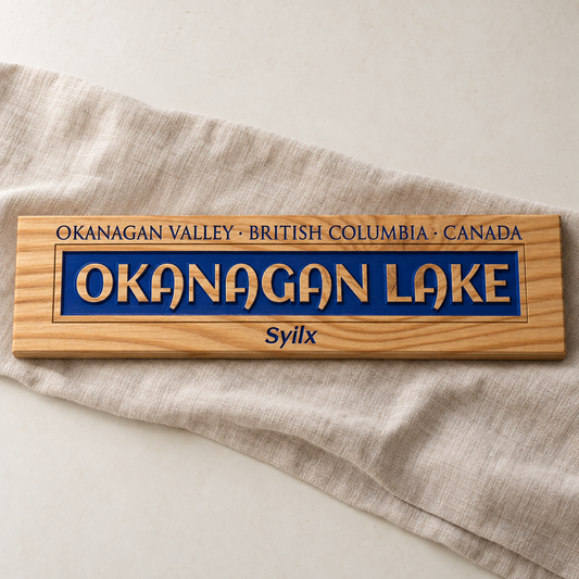 Okanagan Lake Carved Wood Sign