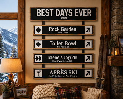 Framed Wood Ski Trail Sign: Your Mountain Memory, Captured