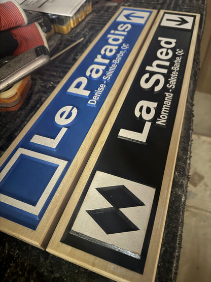 Personalised Framed Wood Carved Ski Trail Signs — various sizes angle 2