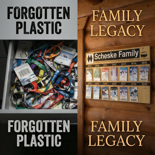 Family ski pass memories sign