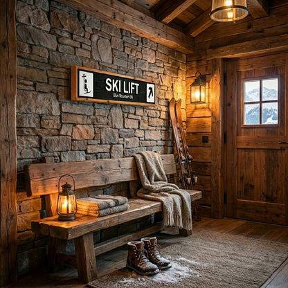 Framed Wood Ski Trail Sign: Your Mountain Memory, Captured