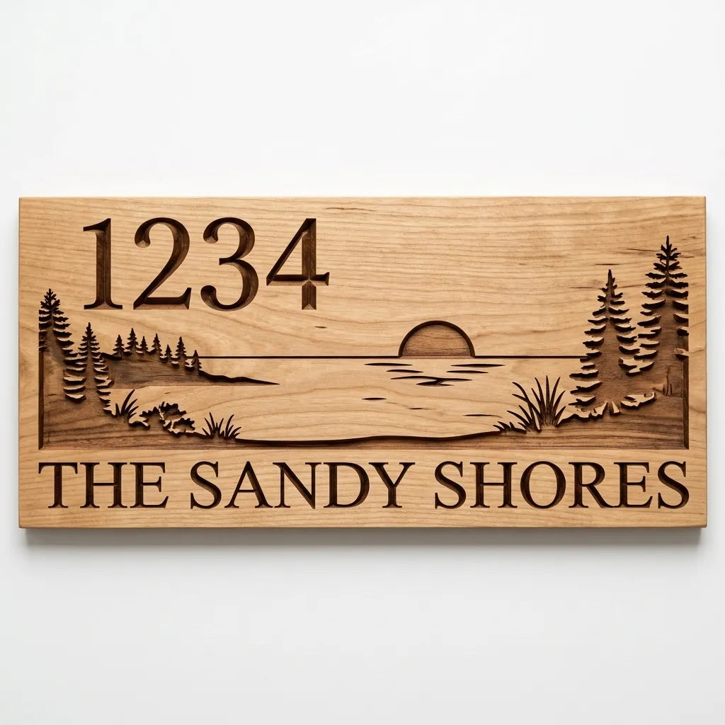 Lake Living Personalised Sign | CNC-Carved Canadian Timber
