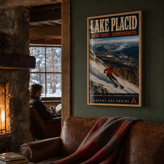 Lake Placid — Whiteface Mountain | Advent USA Series | Framed Art Print