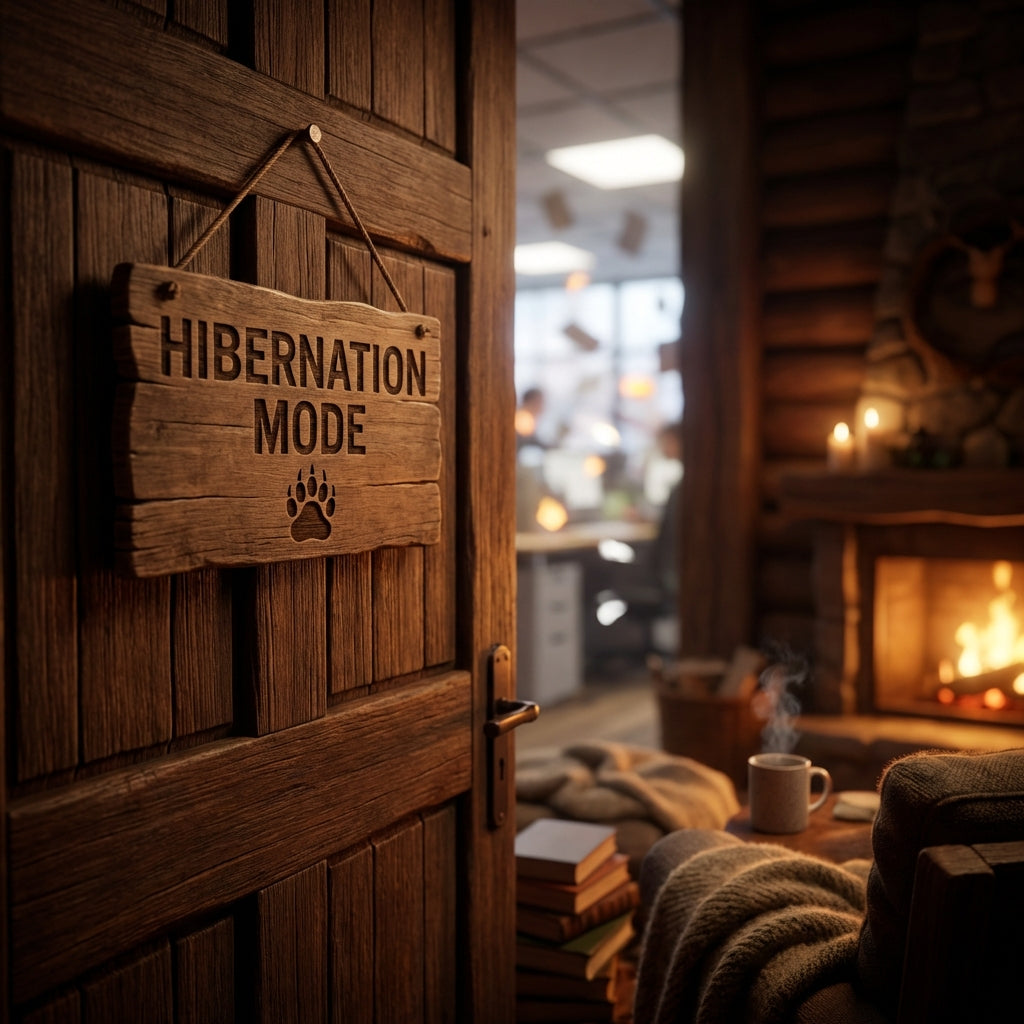 "Hibernation Mode" Sign | Carved Wood Bear Paw Decor