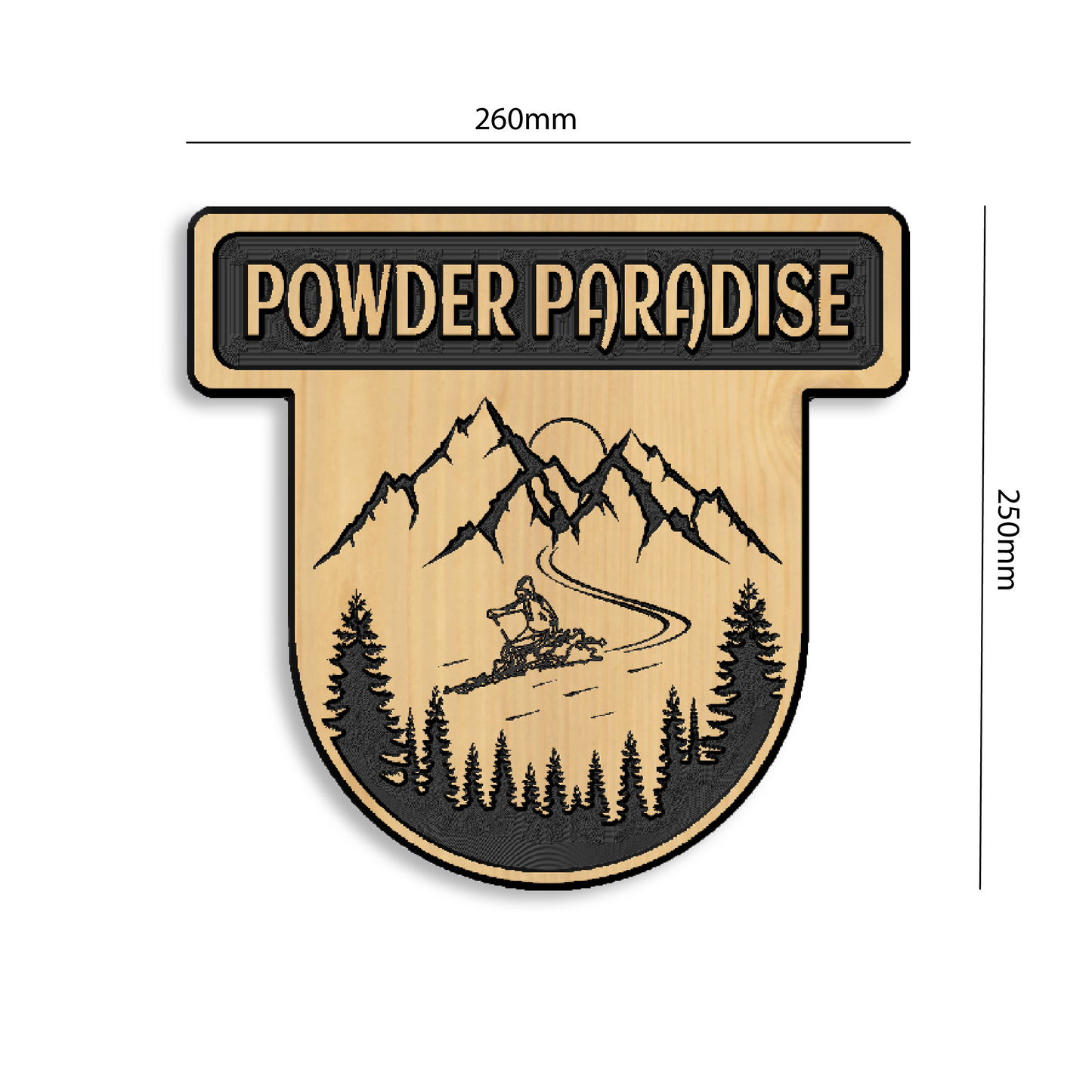 Personalised POWDER PARADISE wood carved sign