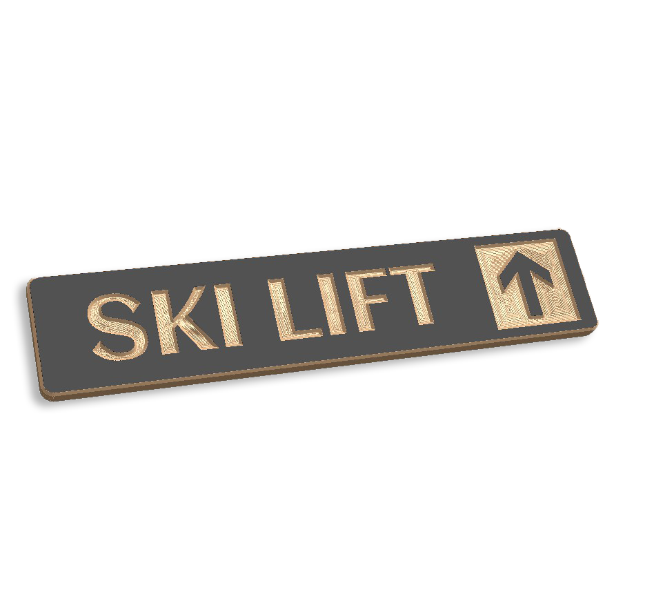 Ski lift 5 x 24 wood carved direction sign
