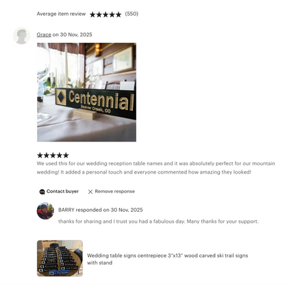 3x13 Mini Ski Trail Inspired Sign | Table Markers | Wedding Decor