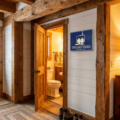 The Unload Zone: Authentic Carved Ski Chairlift Sign