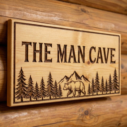 "The Man Cave" Alpine Themed Wood Sign