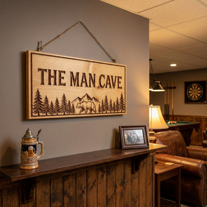 "The Man Cave" Alpine Themed Wood Sign