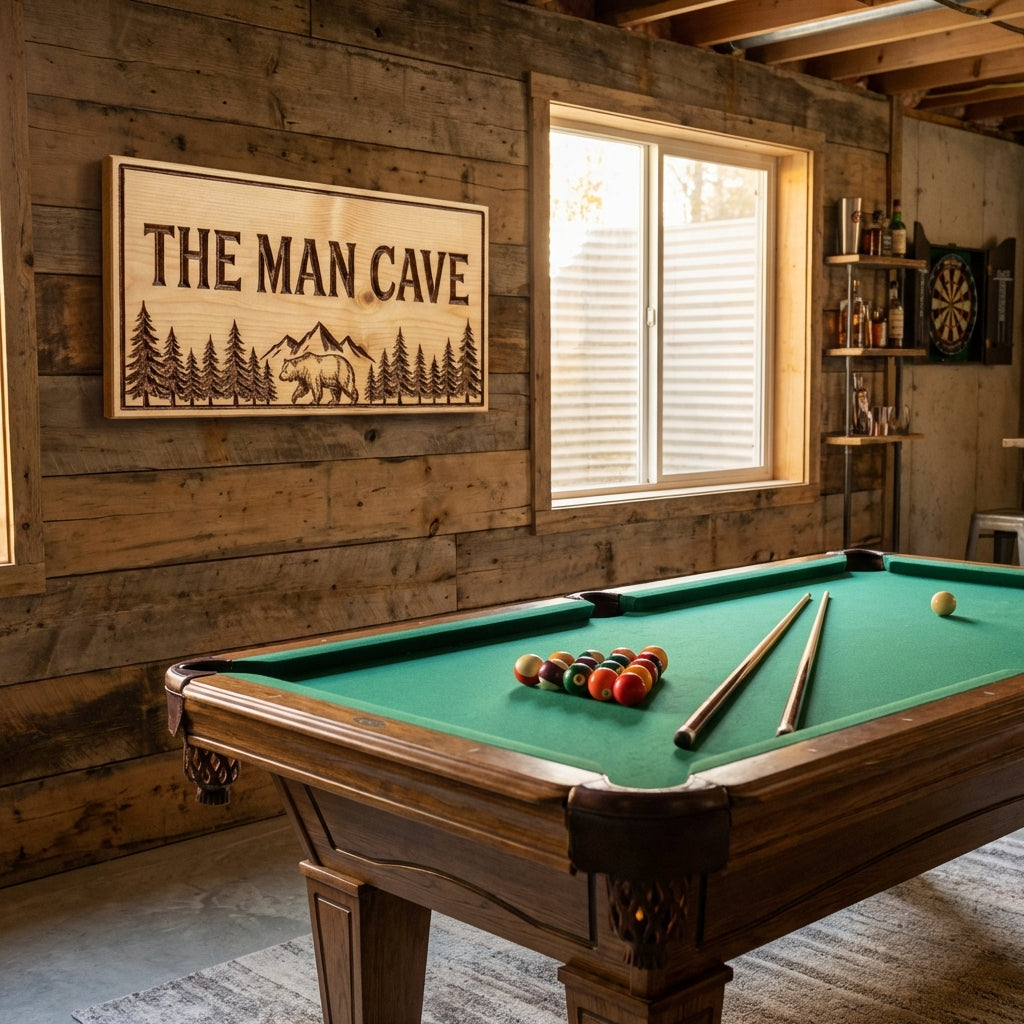 "The Man Cave" Alpine Themed Wood Sign