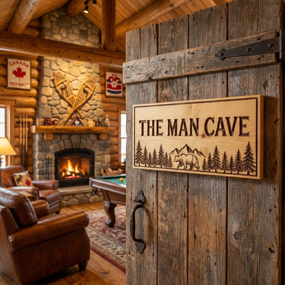 "The Man Cave" Alpine Themed Wood Sign