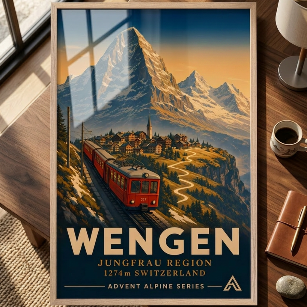Wengen — Advent Alpine Series | Framed Art Print