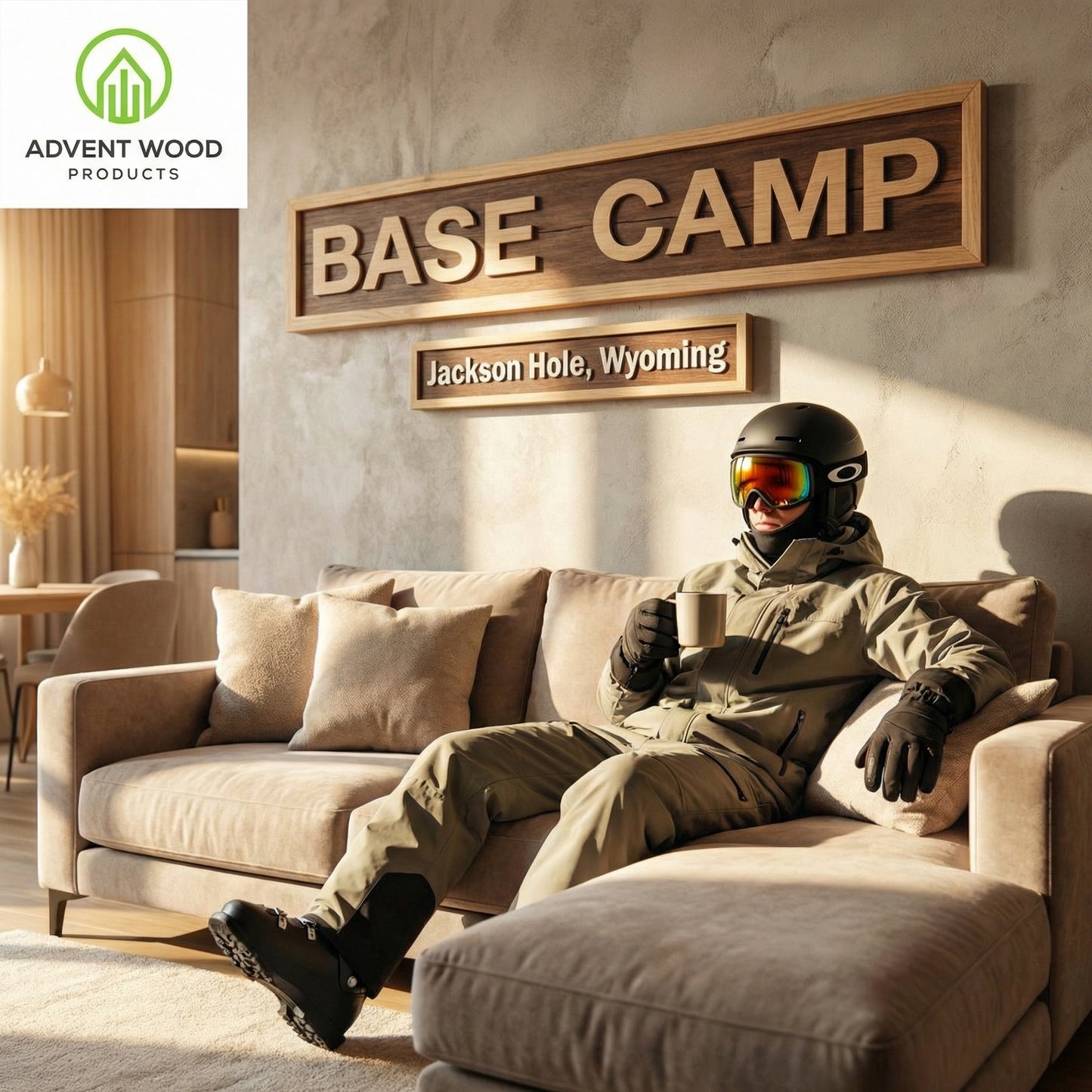 Personalised Framed Wood Carved Ski Trail Signs — various sizes angle 3