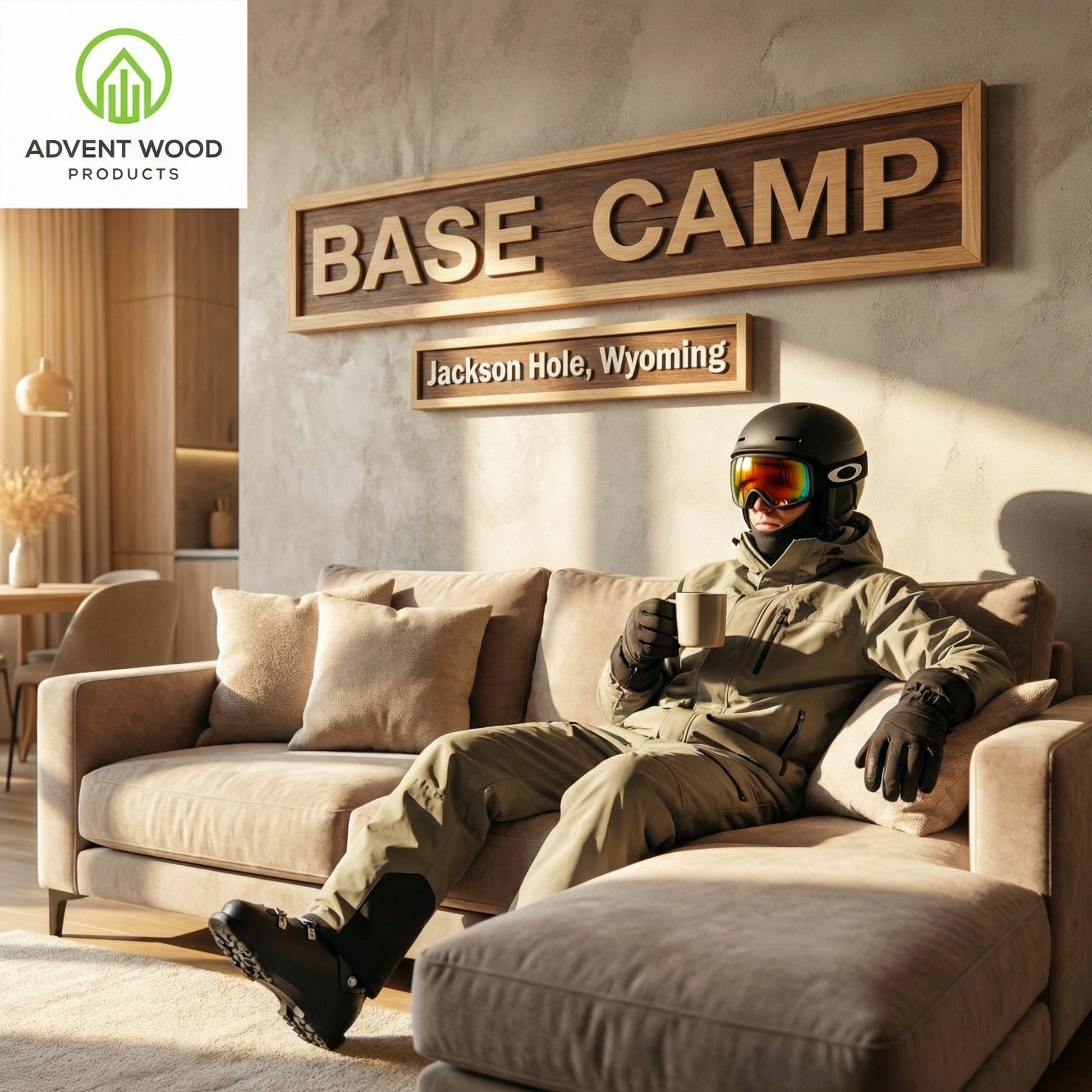 Personalised Framed Wood Carved Ski Trail Signs — various sizes angle 3