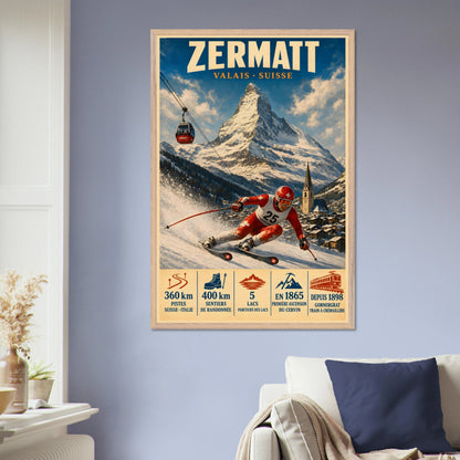 Zermatt framed art print displayed above an armchair.