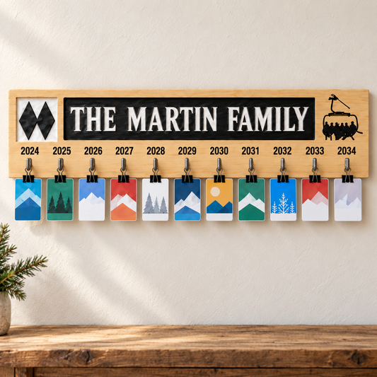 Personalised Family Ski Pass Display Sign