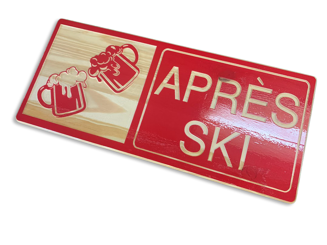 Apres Ski 8 x 18 wood carved sign