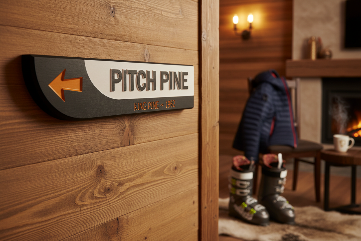 Black Sign Chalet Interior