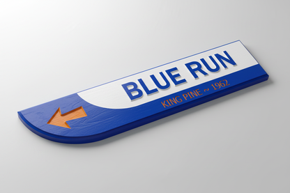 Euro Style Ski Trail Sign — Blue, Blue Run