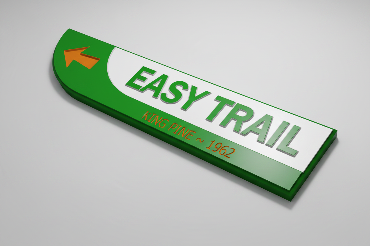 Euro Style Ski Trail Sign — Green, Easy Trail