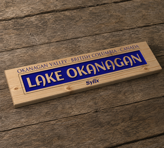 Lake Okanagan Wood Sign | Relief Carved Pine Plank | Syilx | Ready to Hang