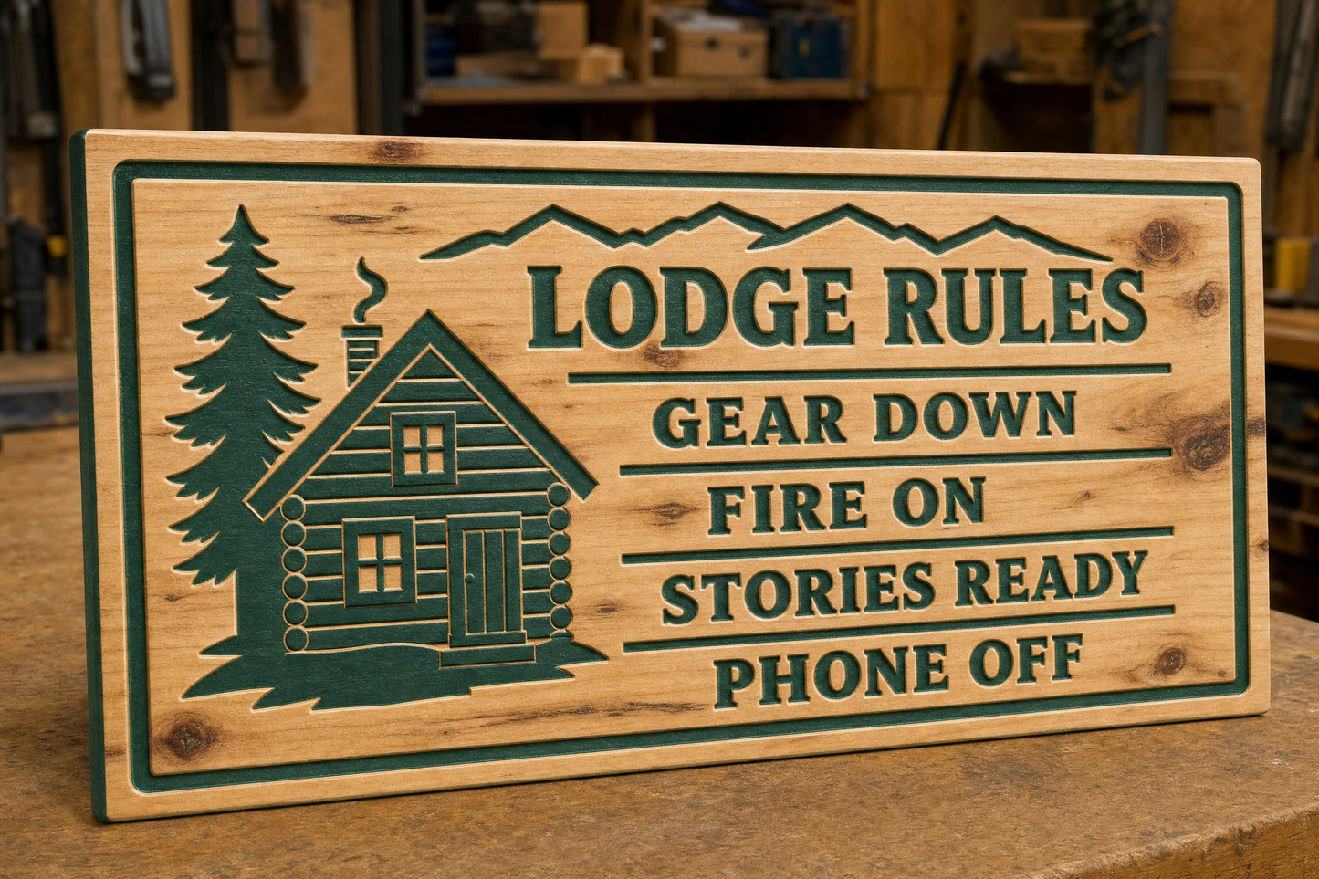 Lodge Rules — CNC-Carved Wood Sign | Ready to Hang